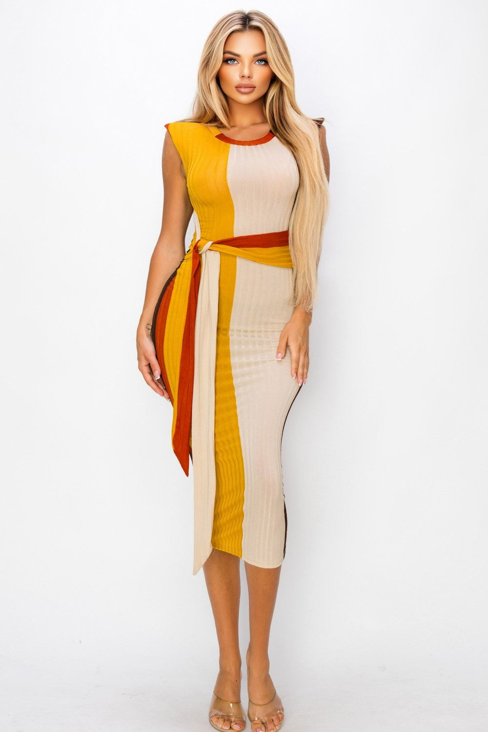 midi sunset dress Sunset Flow Gradient Waist‑Tie Midi Dress – Pure Envy