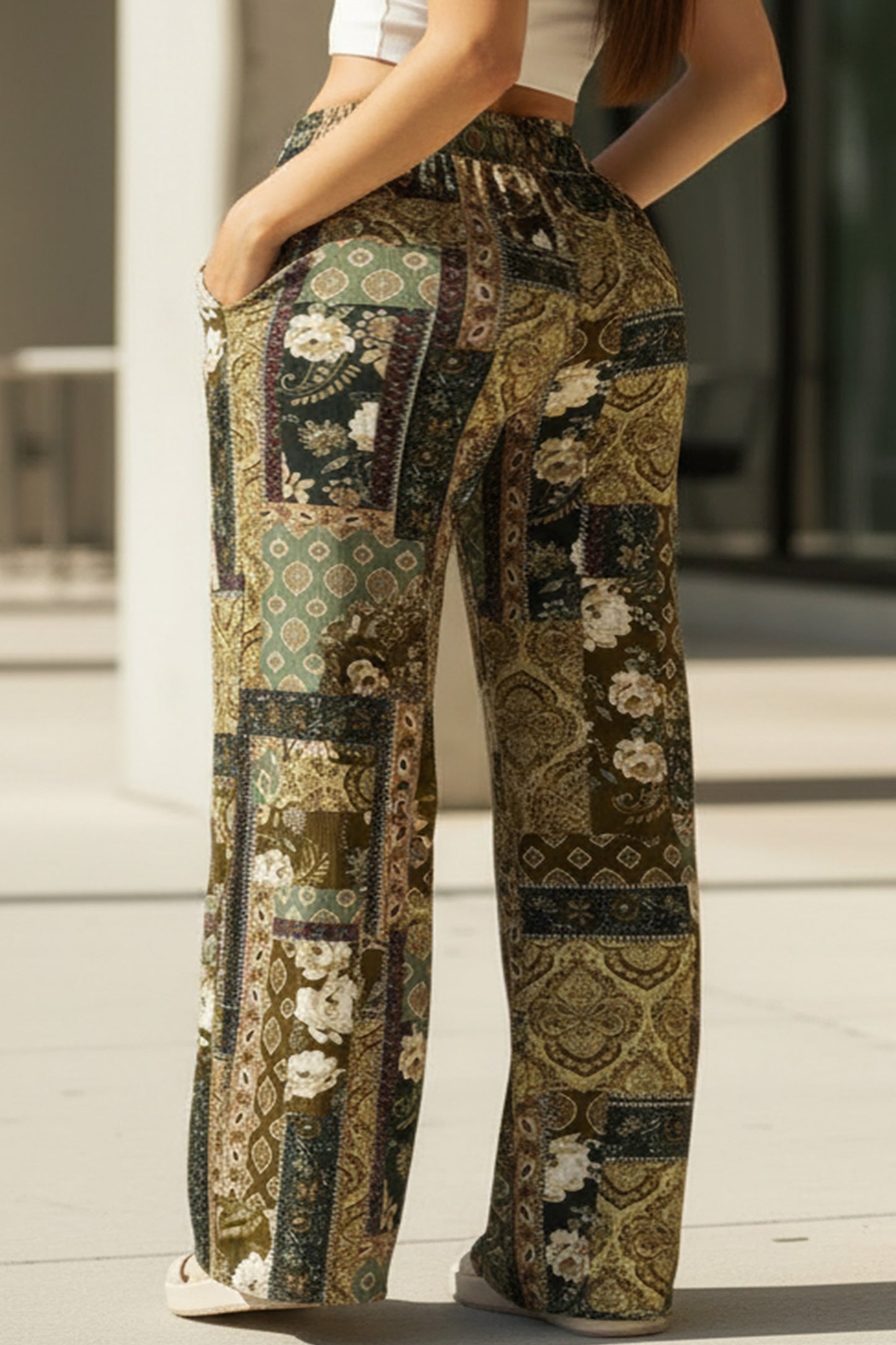 Printed Ease Wide‑Leg Lounge Pants