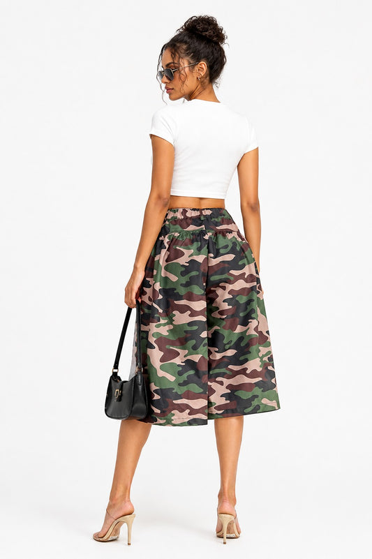 The Rebel Edge Camo Wide-Leg Culottes