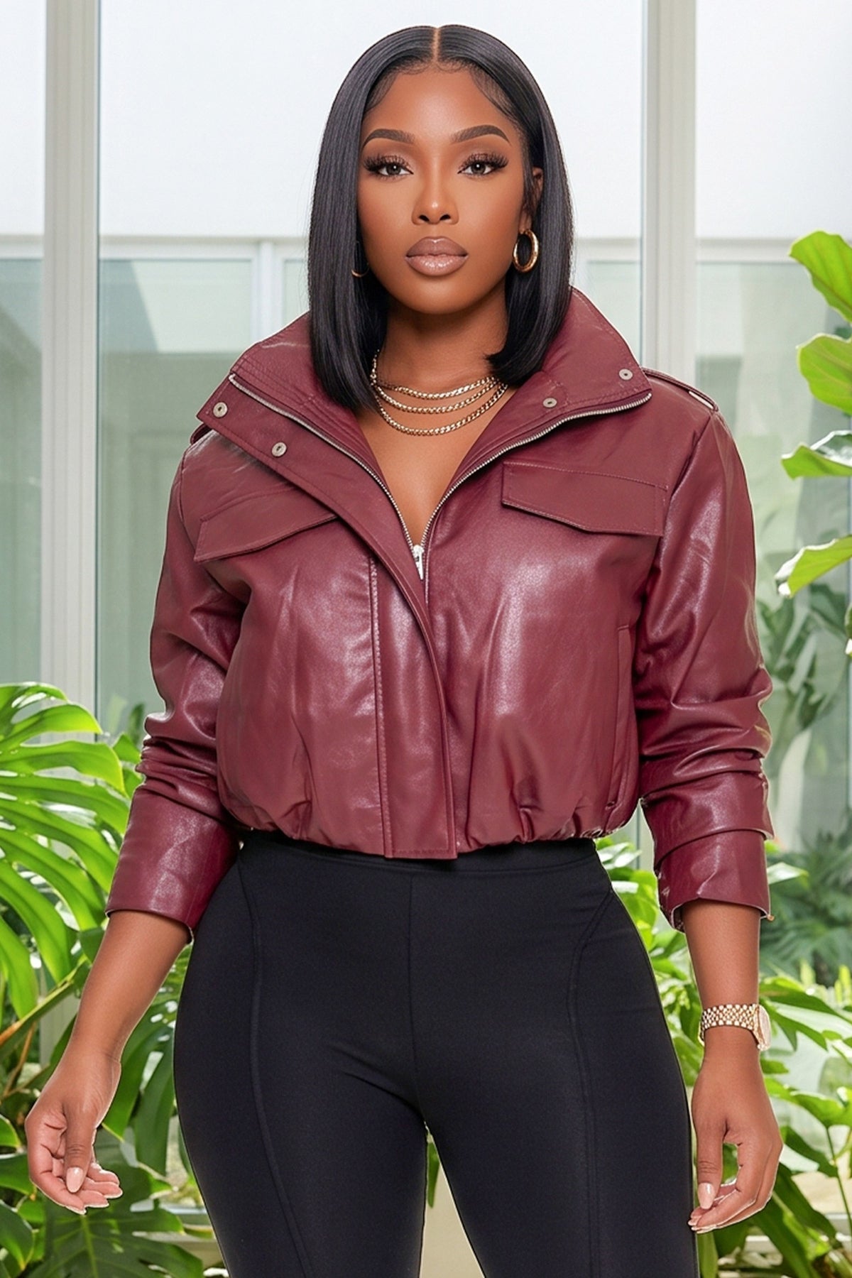 Rogue Energy Faux Leather Bomber Jacket