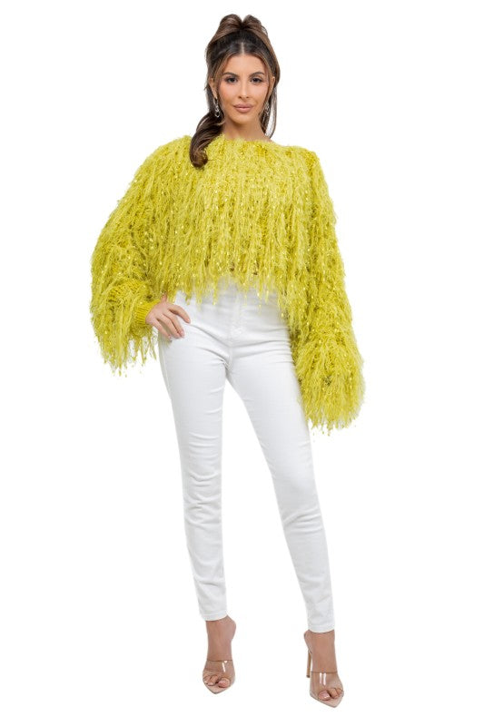 Fuzzy Glow Sequin Sweater