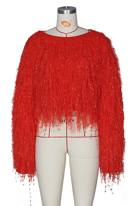 Fuzzy Glow Sequin Sweater