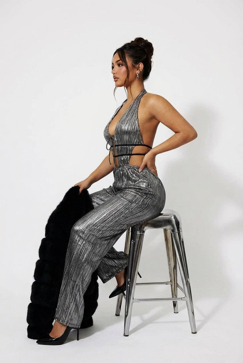 Command Attention Metallic Jumpsuit
