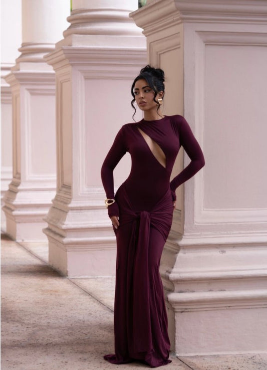 Sculpted Angle Tie Maxi Dress