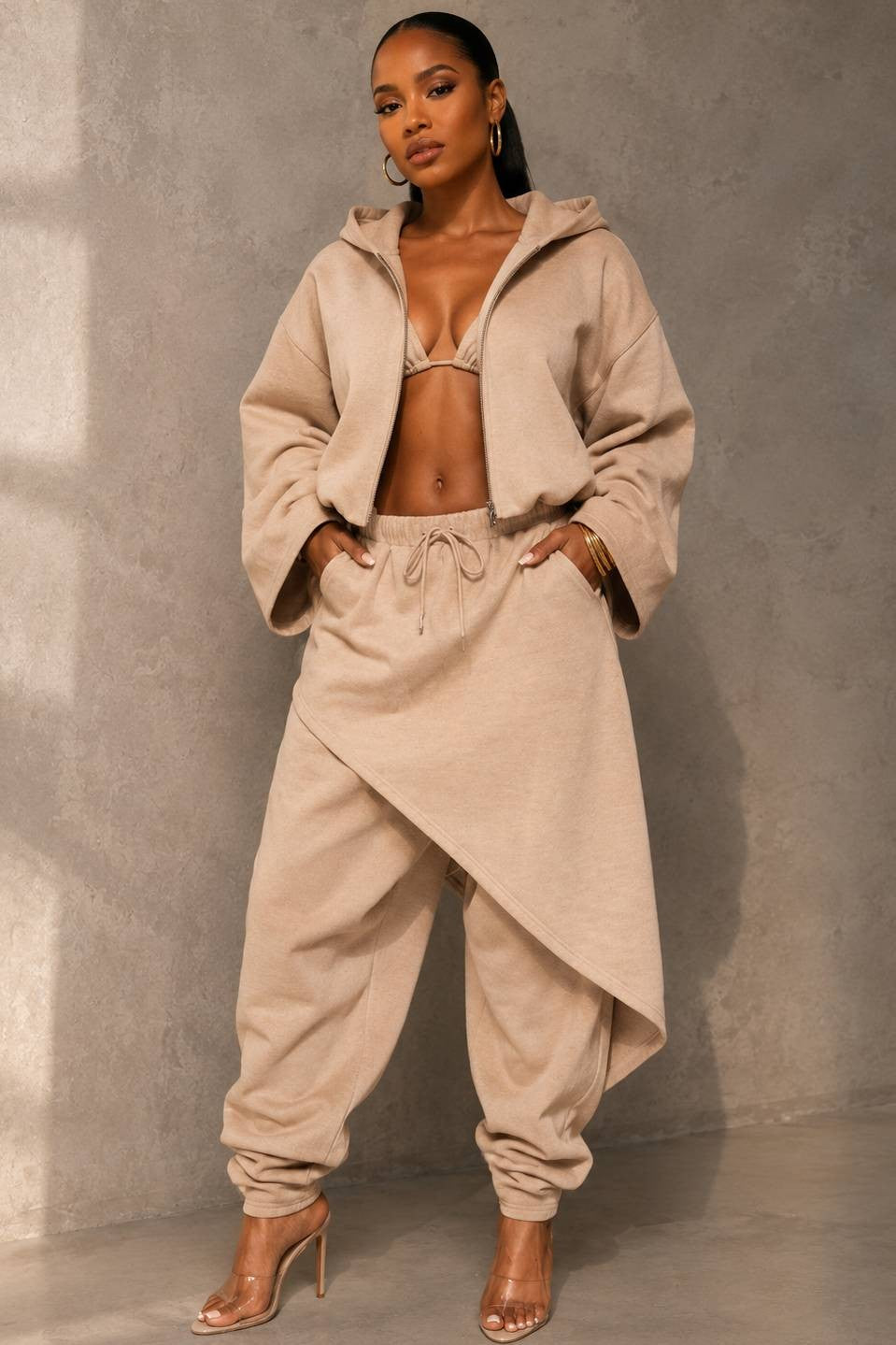 Off Script Cropped Zip Hoodie & Layered Set