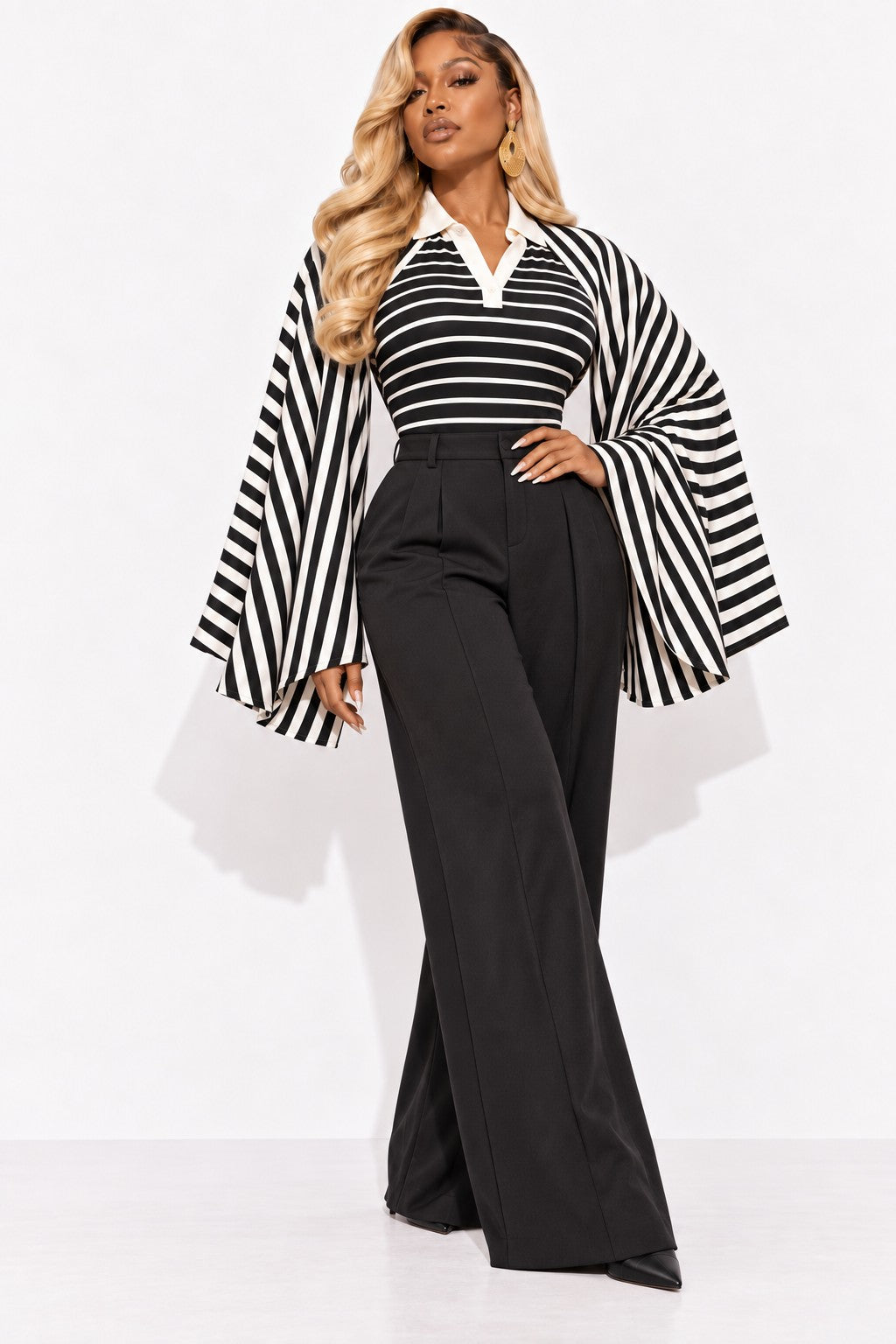 Rule Breaker Striped Bell-Sleeve Top