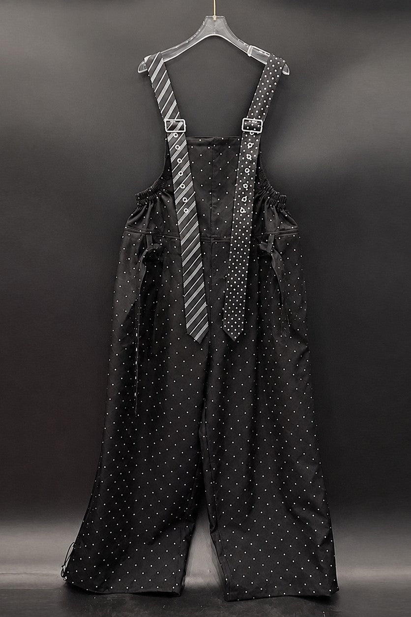 Dot the Drama Strap-Detail Wide-Leg Jumpsuit