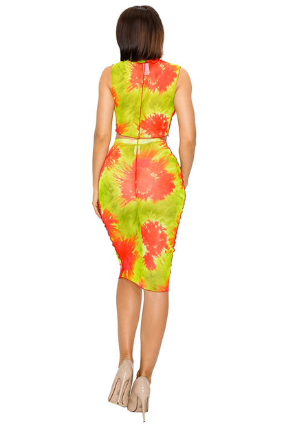 Neon Mirage Mesh Skirt Set