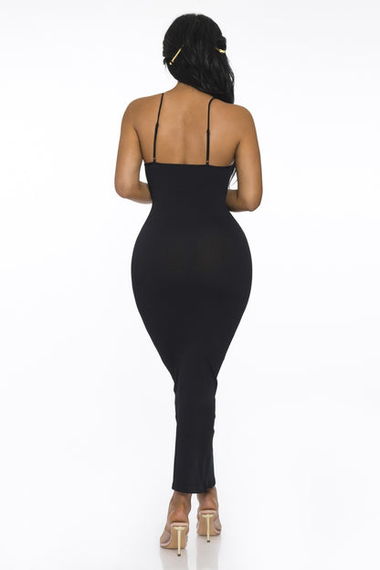 Sleek Allure Ribbed Maxi Dress