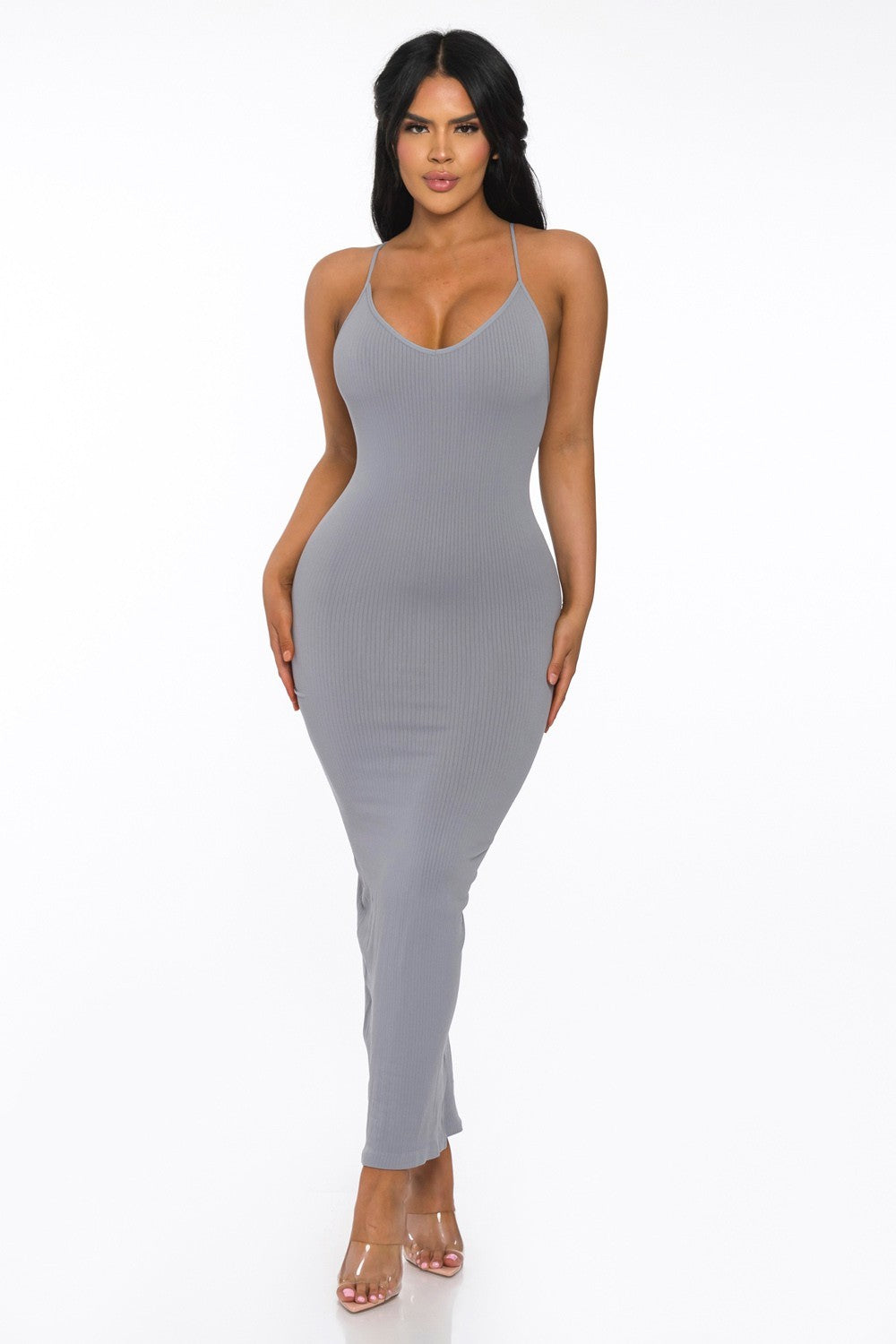 Sleek Allure Ribbed Maxi Dress