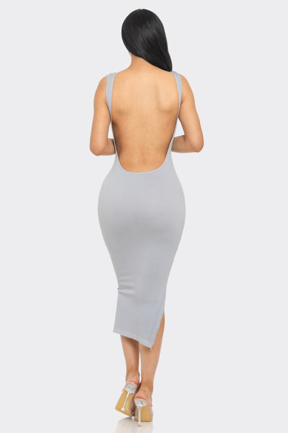 Sculpted Heat Backless Midi Dress