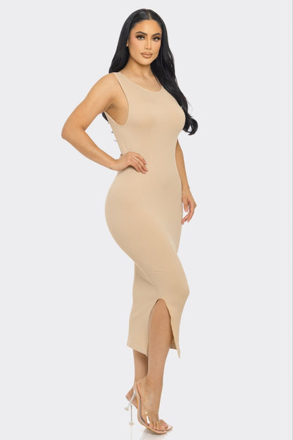 Sculpted Heat Backless Midi Dress