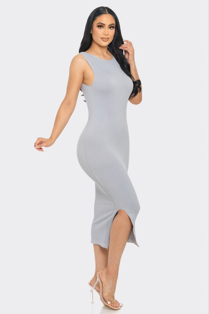 Sculpted Heat Backless Midi Dress