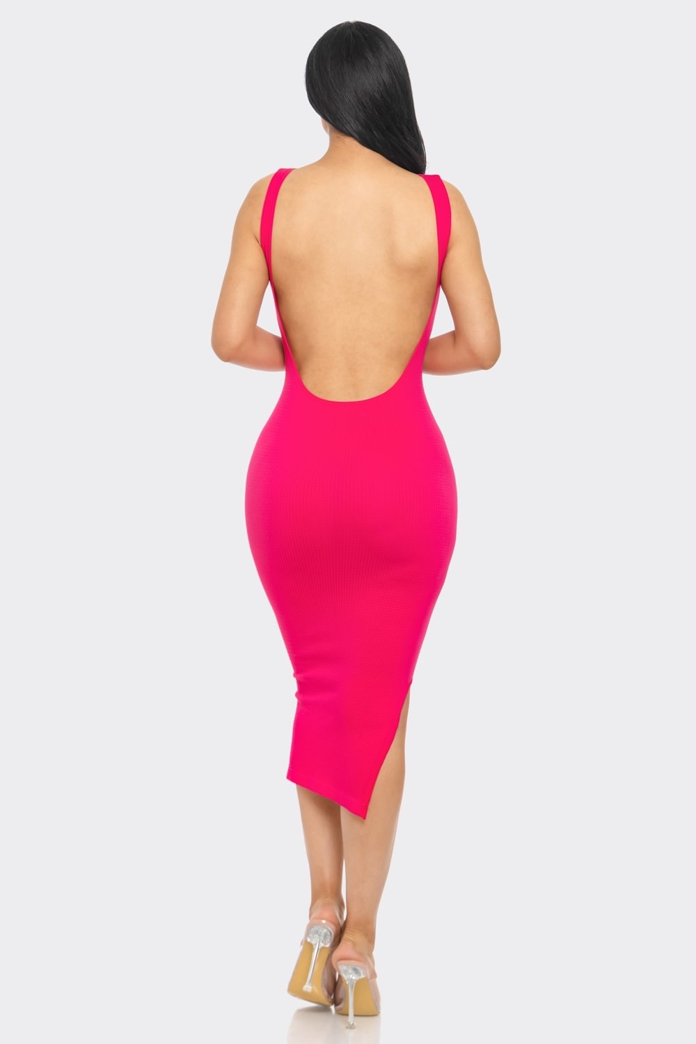 Sculpted Heat Backless Midi Dress
