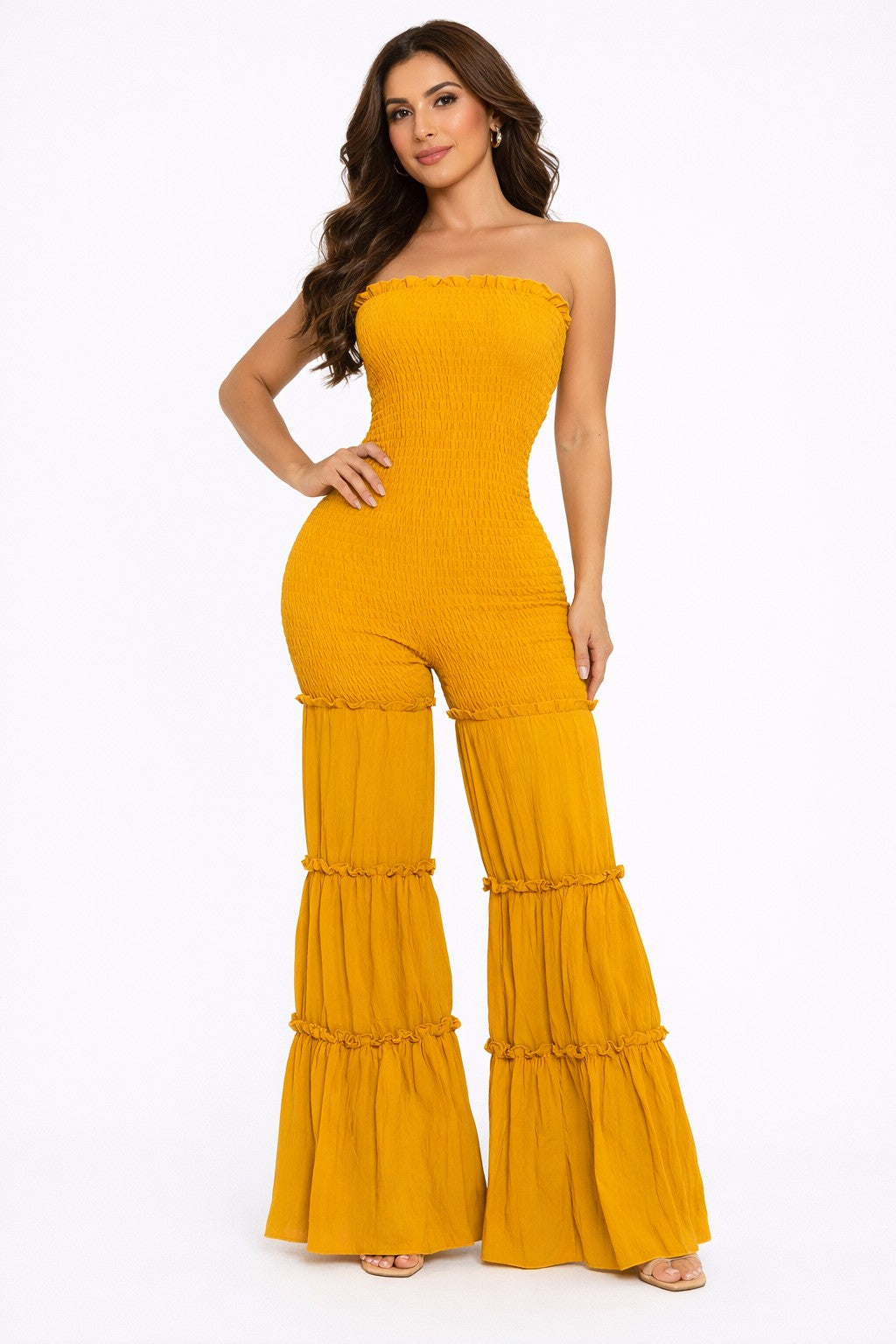 Ruffle Me Up Smocked Jumpsuit