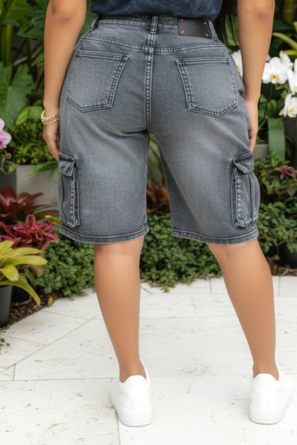 Urban Flow Cargo Biker Denim Shorts