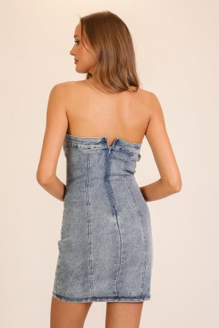 Sierra Lace-Up Denim Dress