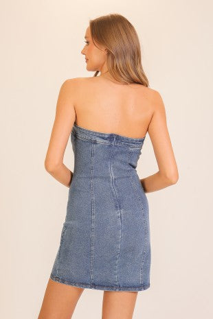 Sierra Lace-Up Denim Dress