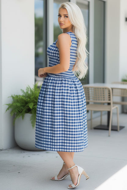 Classic Charm Gingham Midi Dress