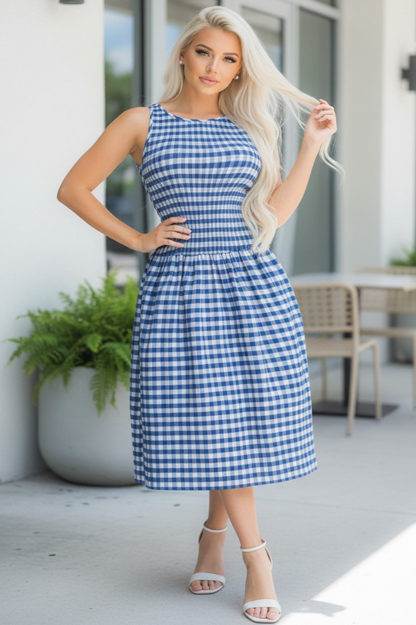 Classic Charm Gingham Midi Dress