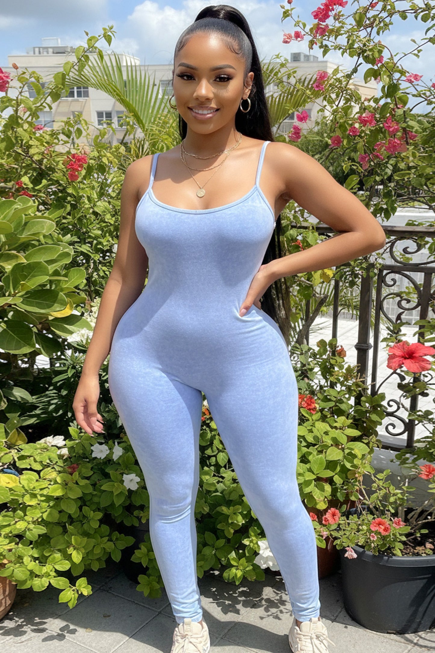 Midnight Melt Mineral‑Wash Bodycon Jumpsuit