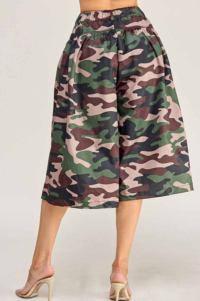 The Rebel Edge Camo Wide-Leg Culottes
