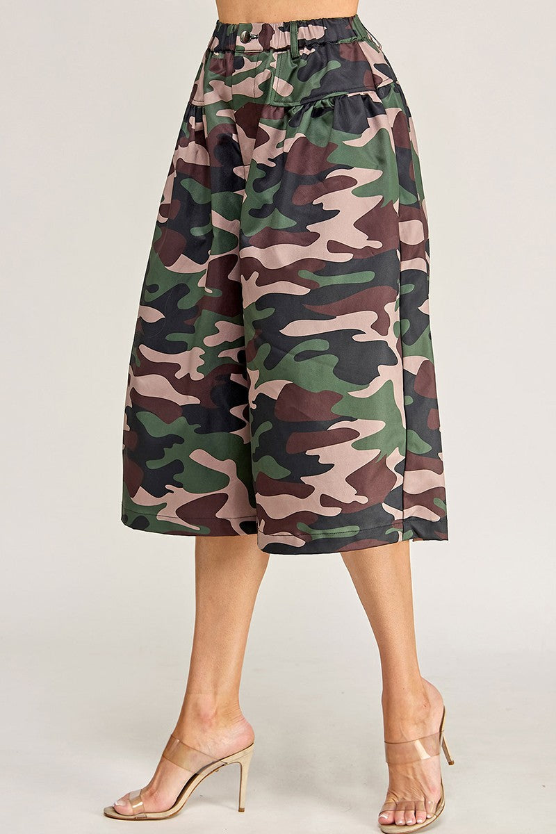 The Rebel Edge Camo Wide-Leg Culottes