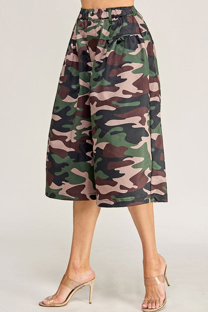 The Rebel Edge Camo Wide-Leg Culottes