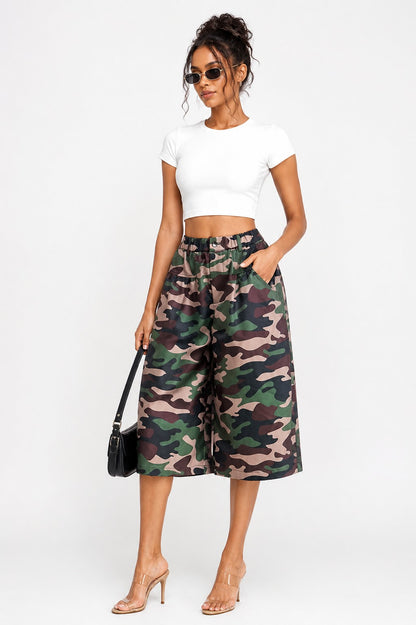 The Rebel Edge Camo Wide-Leg Culottes