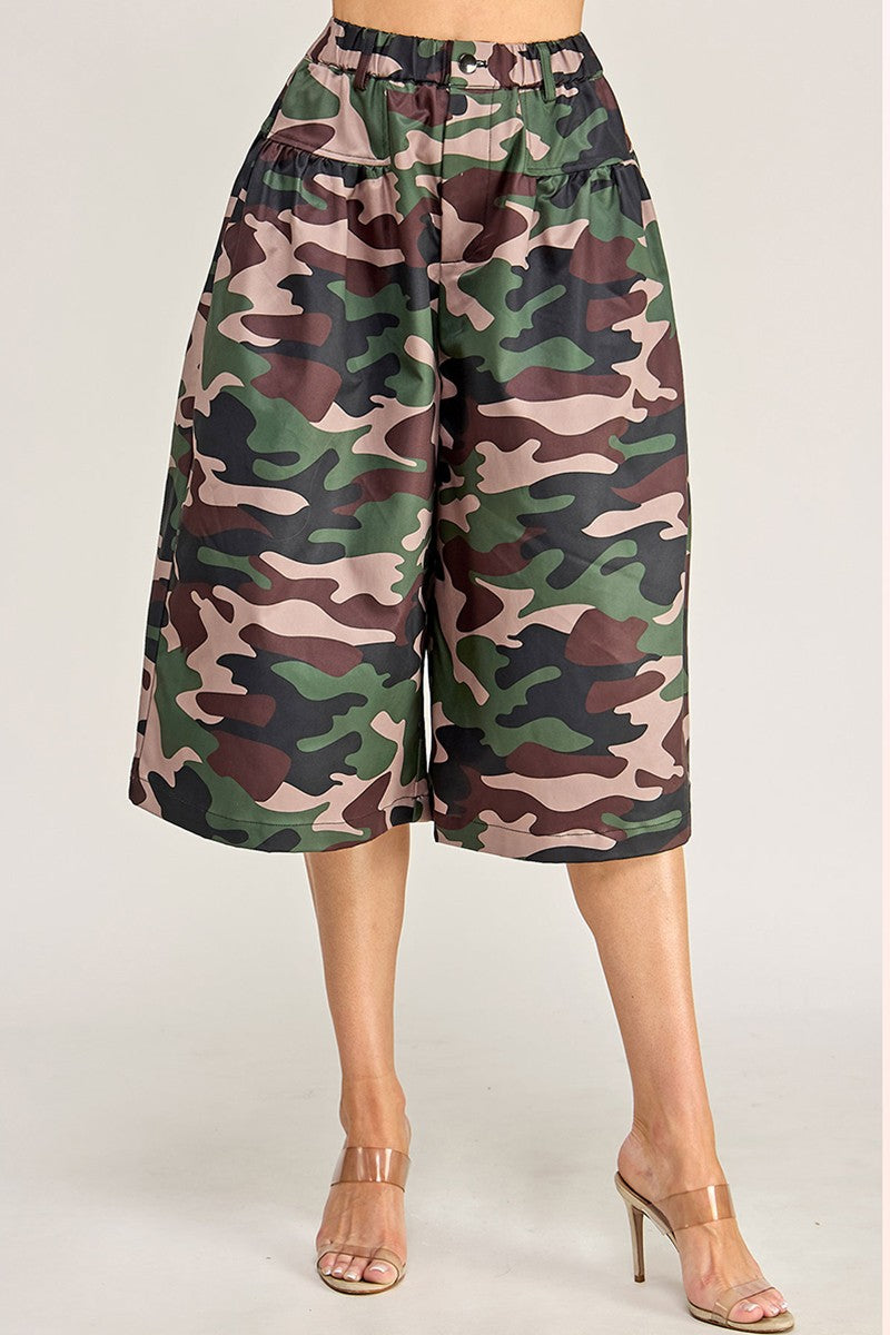 The Rebel Edge Camo Wide-Leg Culottes