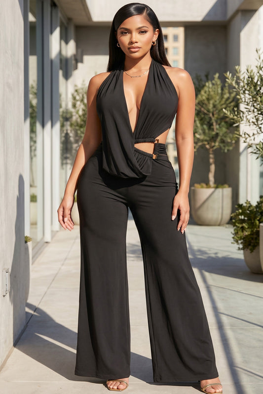 Unforgettable Night Halter Cutout Jumpsuit