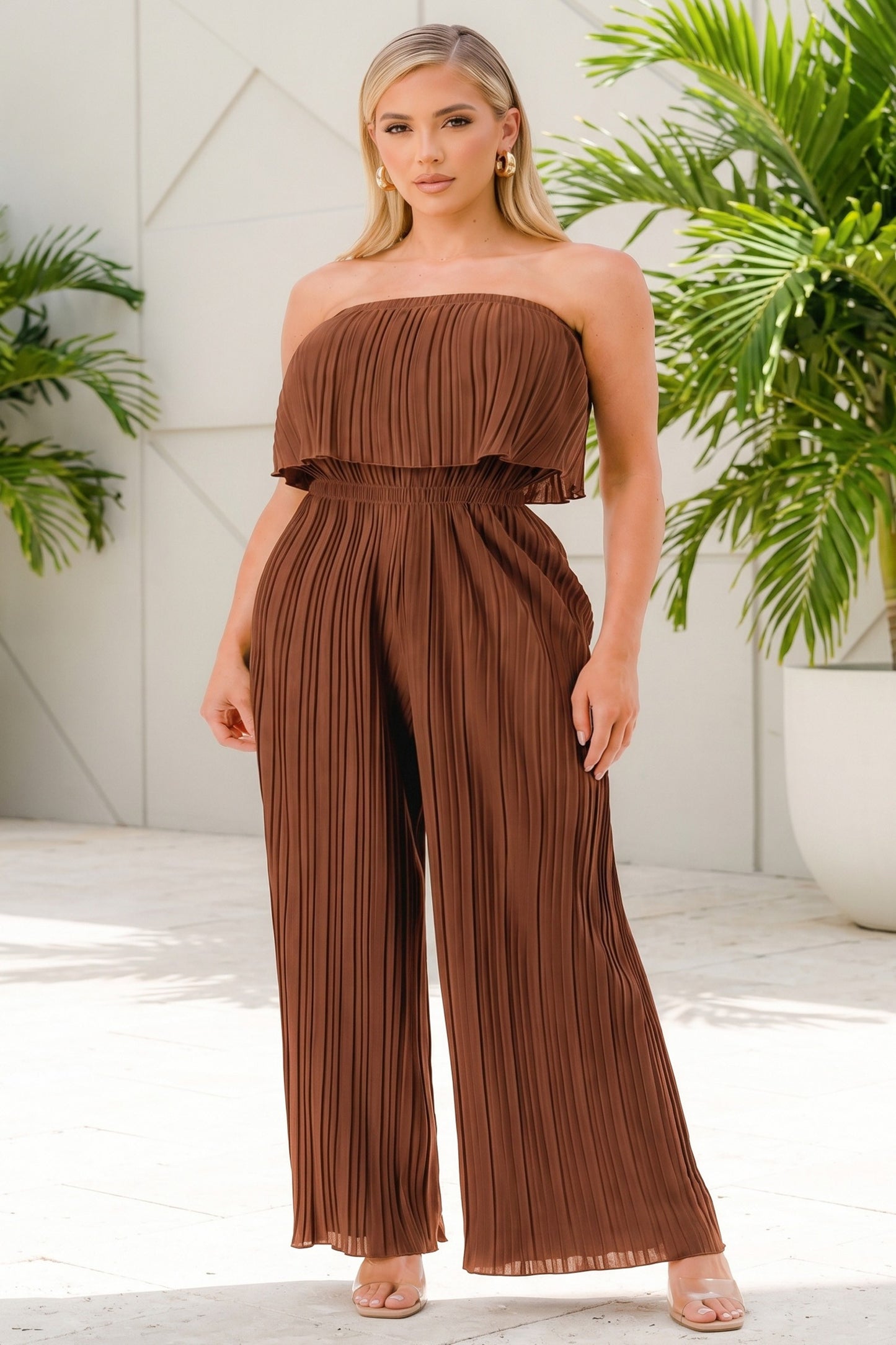 Pleated Luxe Strapless Jumpsuit