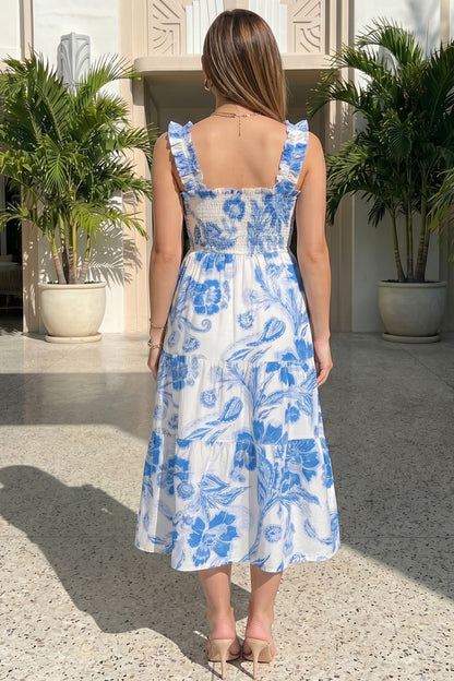 Blue Skies Floral Midi Dress