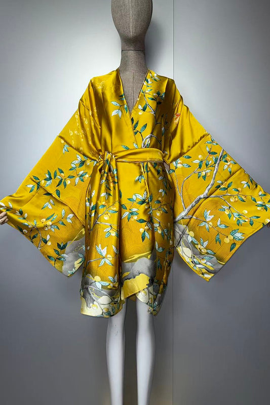 Golden Orchid Kimono Dress