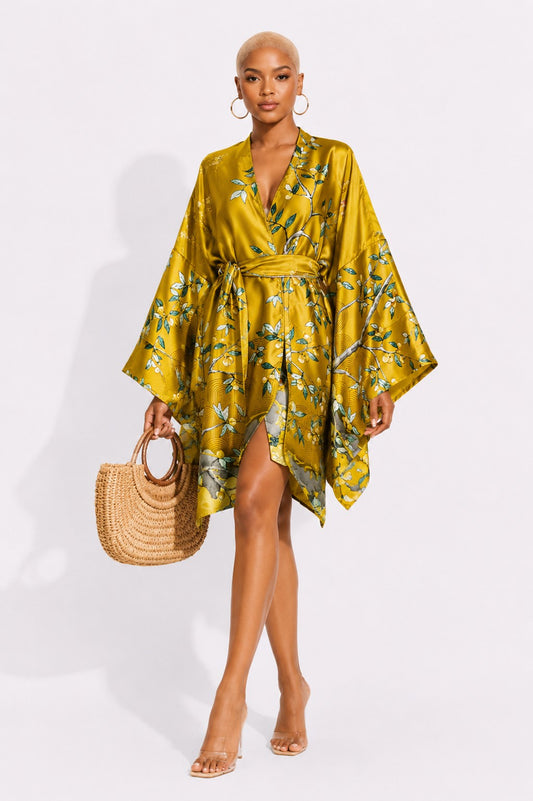 Golden Orchid Kimono Dress