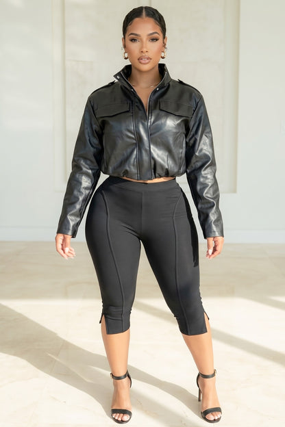 Rogue Energy Faux Leather Bomber Jacket