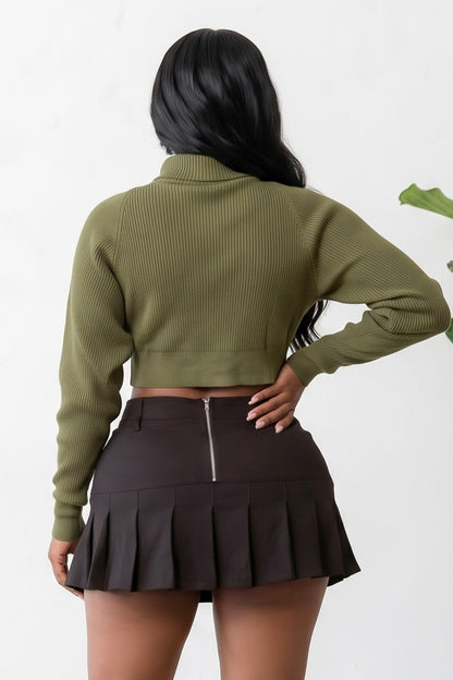 Crimson Vice Ribbed Wrap Crop Sweater