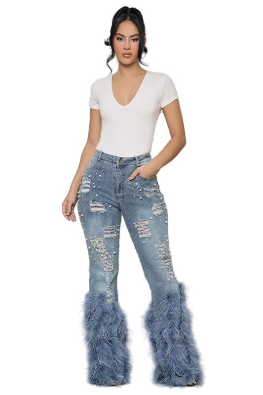 Feather Me Fancy Pearl Denim Jeans