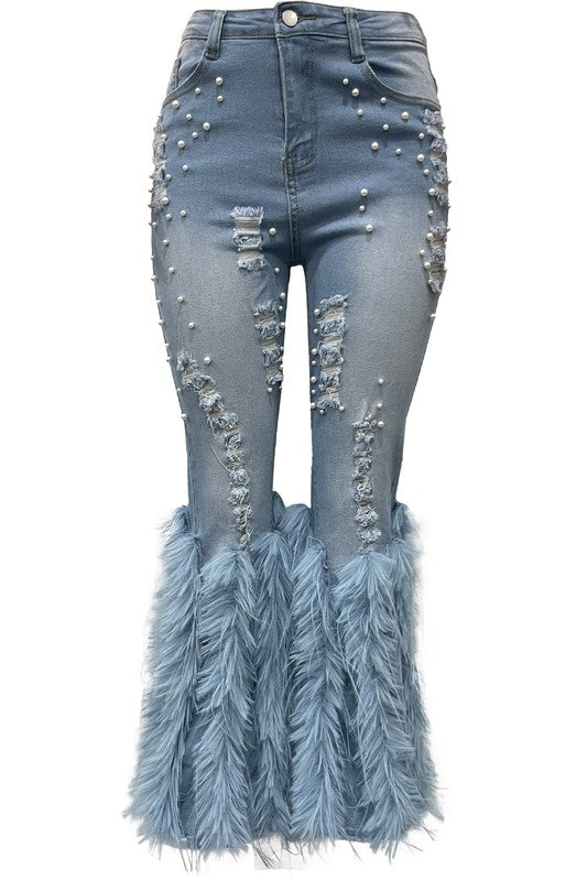 Feather Me Fancy Pearl Denim Jeans