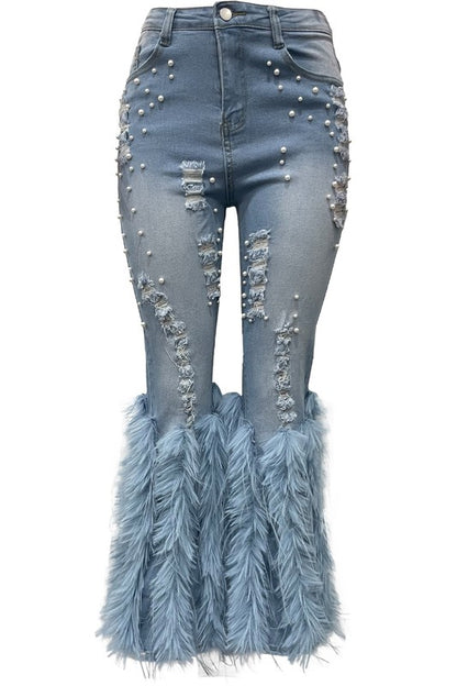 Feather Me Fancy Pearl Denim Jeans