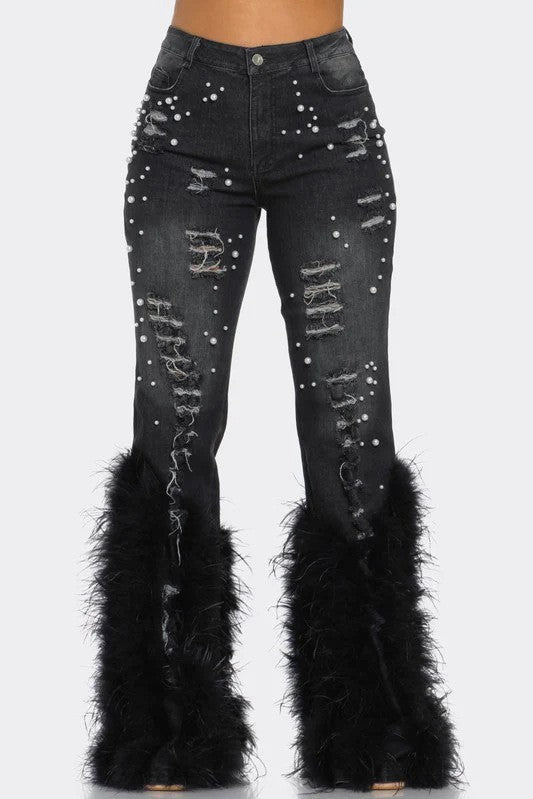 Feather Me Fancy Pearl Denim Jeans
