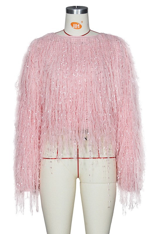 Fuzzy Glow Sequin Sweater