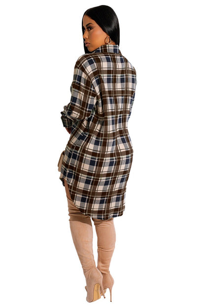 Weekend Flirt Plaid Shirt Dress