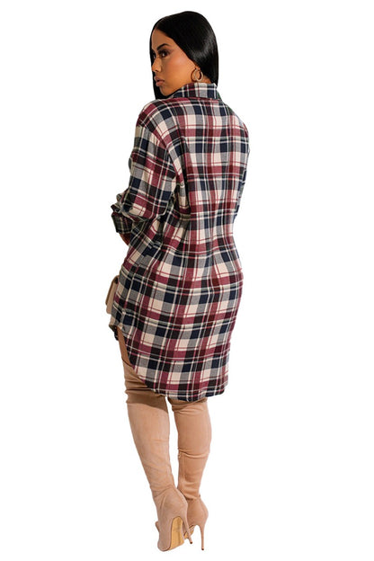 Weekend Flirt Plaid Shirt Dress