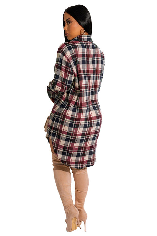 Weekend Flirt Plaid Shirt Dress