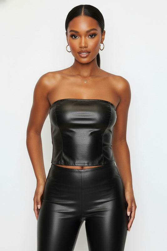 Bold Intentions Faux Leather Tube Top