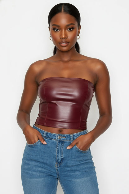 Bold Intentions Faux Leather Tube Top