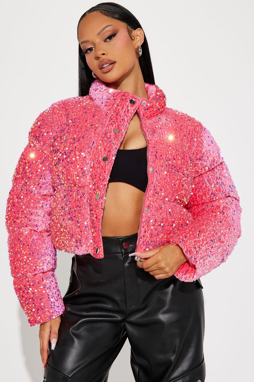 Shine City Sequin Puffer Jacket