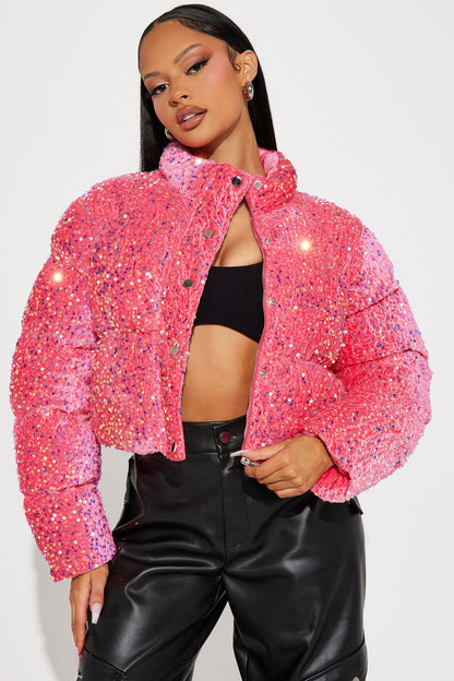 Shine City Sequin Puffer Jacket