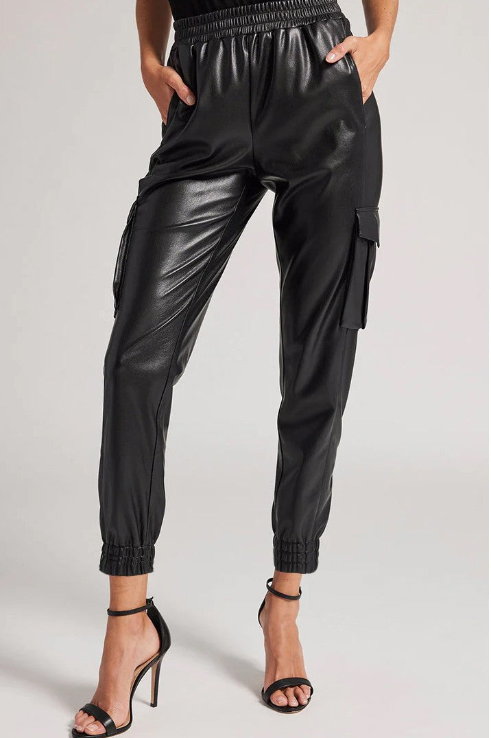 Downtown Edge Faux Leather Cargo Joggers